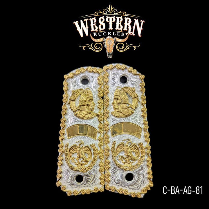 Full Size 1911 Eagle and Aztec Gold with Silver-The Western Buckles