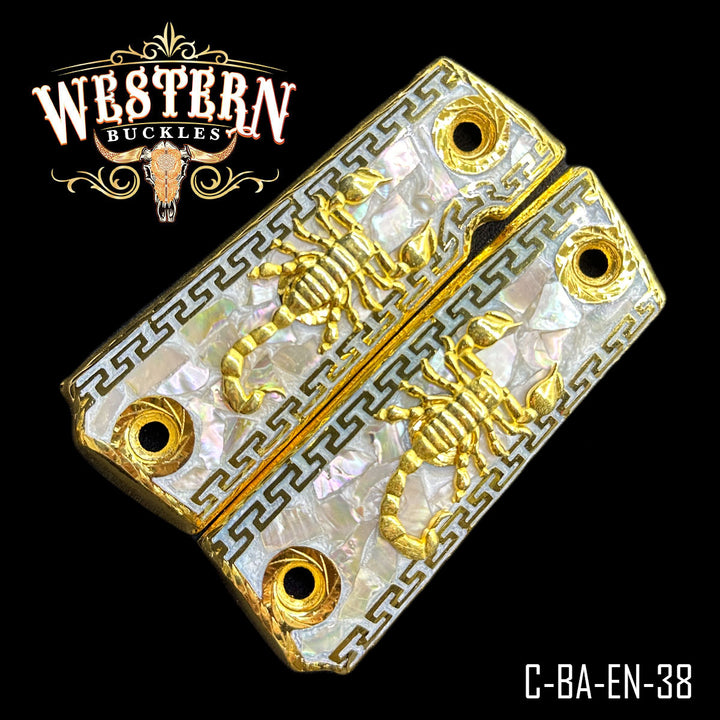 Full Size 1911 Escorpion Pearl Resin and Gold-The Western Buckles
