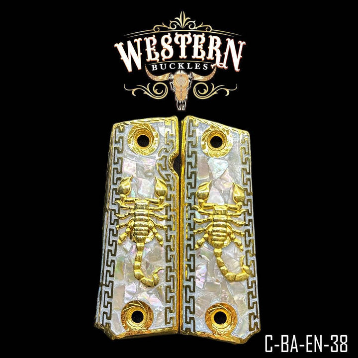 Full Size 1911 Escorpion Pearl Resin and Gold-The Western Buckles
