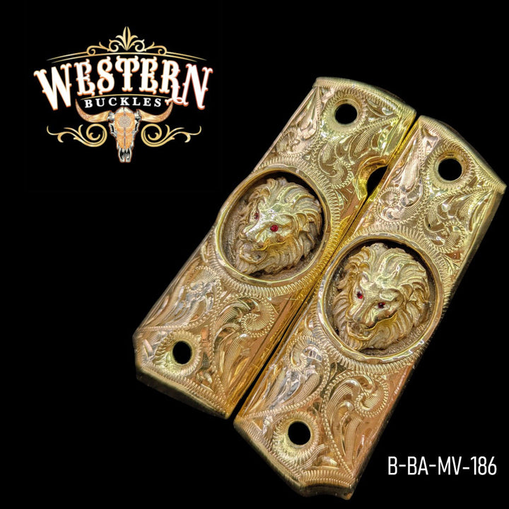 Full Size 1911 Gold Plated Lion Engraved