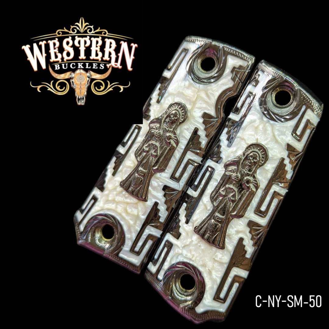 Full Size 1911 Holy Death Black and White Resin-The Western Buckles