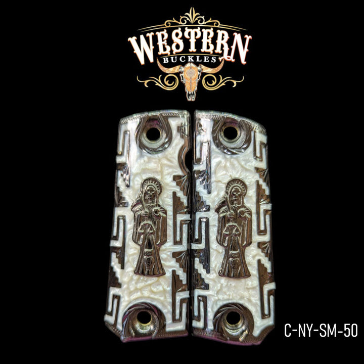 Full Size 1911 Holy Death Black and White Resin-The Western Buckles