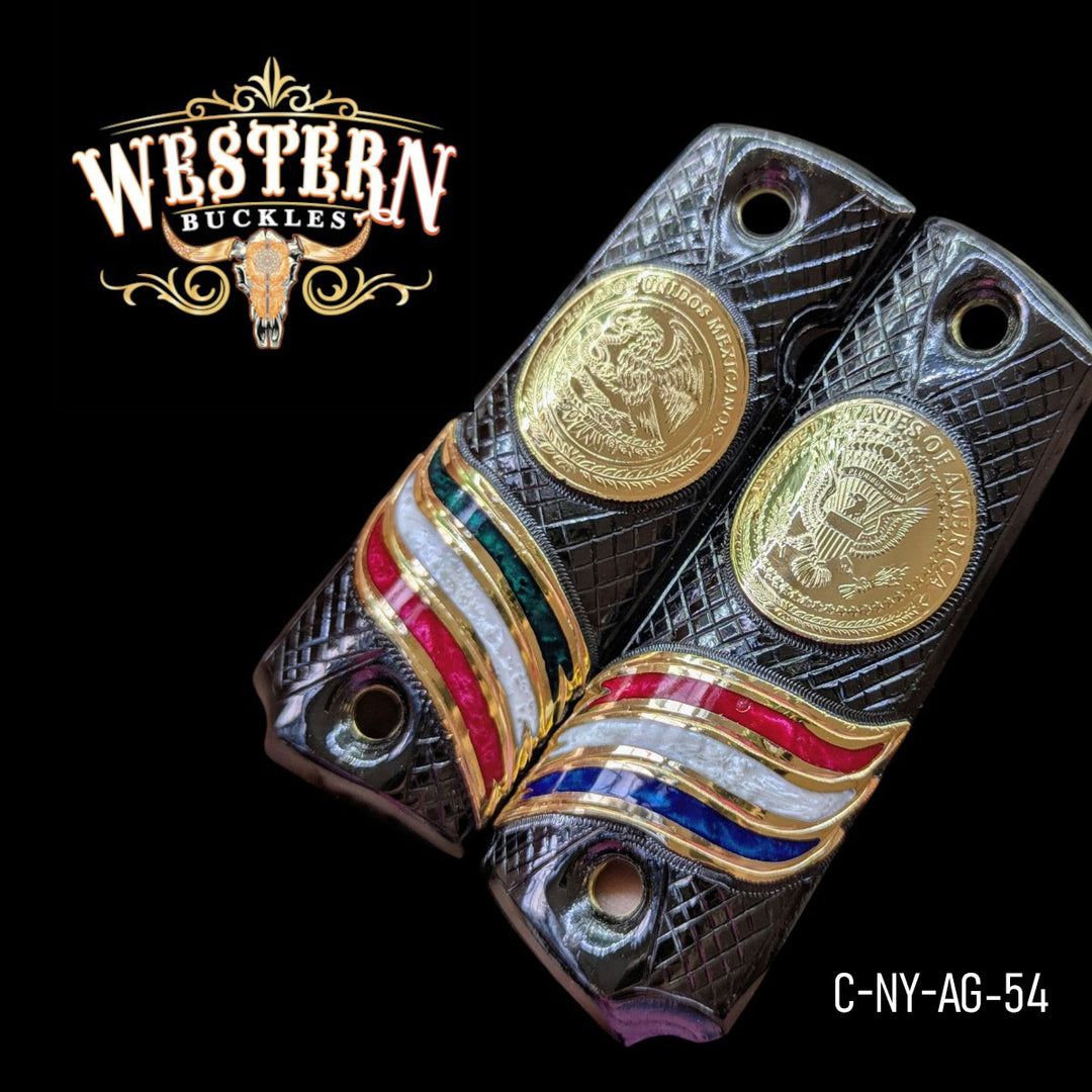 Full Size 1911 Mexican and USA flag Black and gold