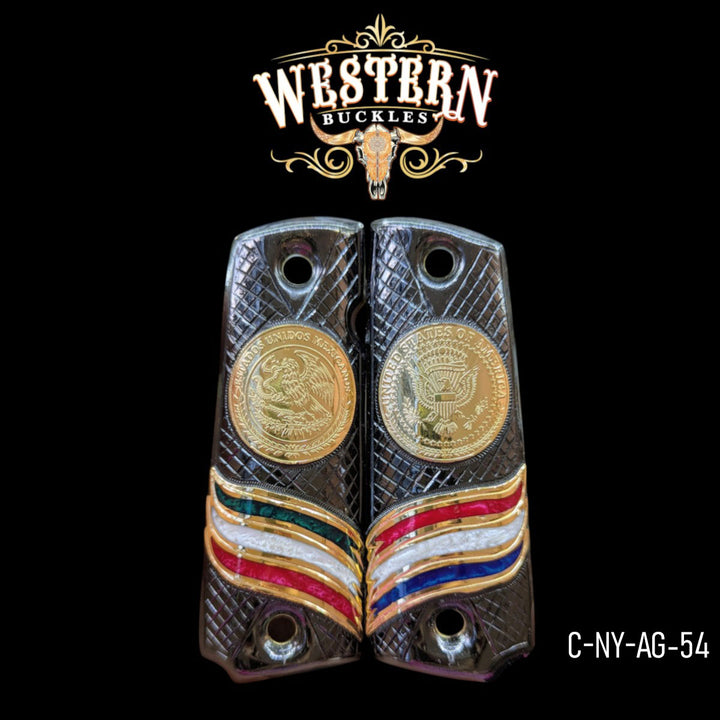 Full Size 1911 Mexican and USA flag Black and gold