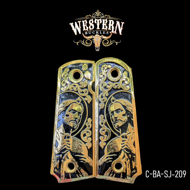 Full Size 1911 San Judas Gold and Black-The Western Buckles