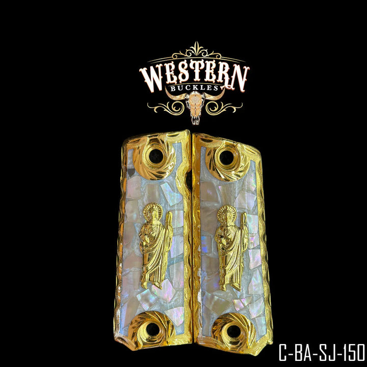 Full Size 1911 San Judas White Pearl Resin/The Western Buckles