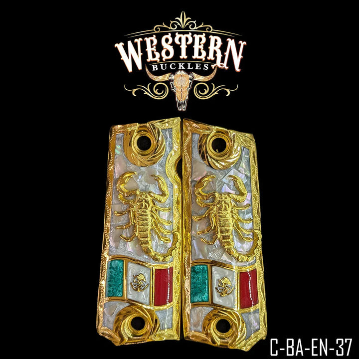 Full Size 1911 Scorpion Gold and Pearl Resin-The Western Buckles