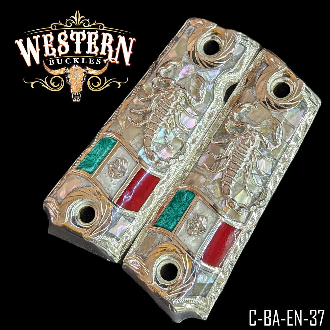 Full Size 1911 Silver with White Pearl Resin-The Western Buckles