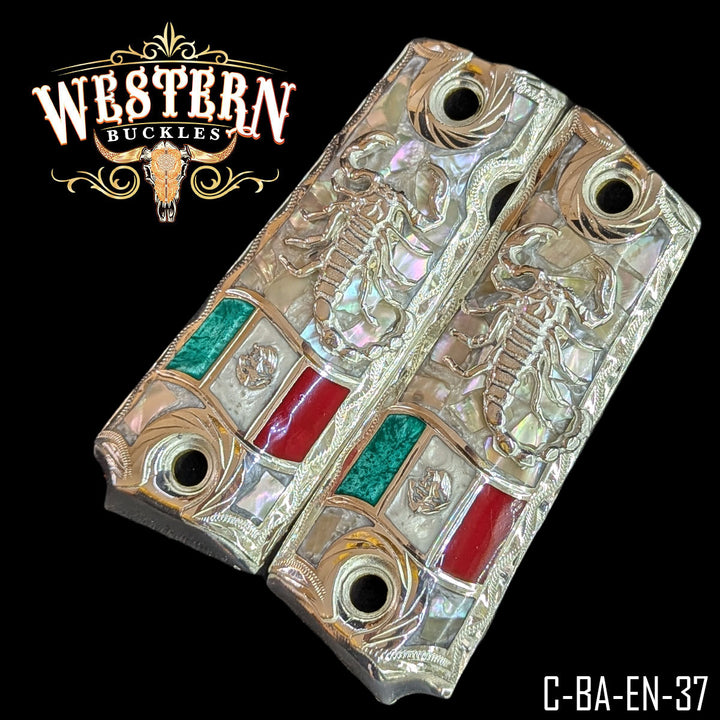 Full Size 1911 Silver with White Pearl Resin-The Western Buckles