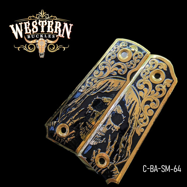 Full Size 1911 Skull Black and Gold Plated