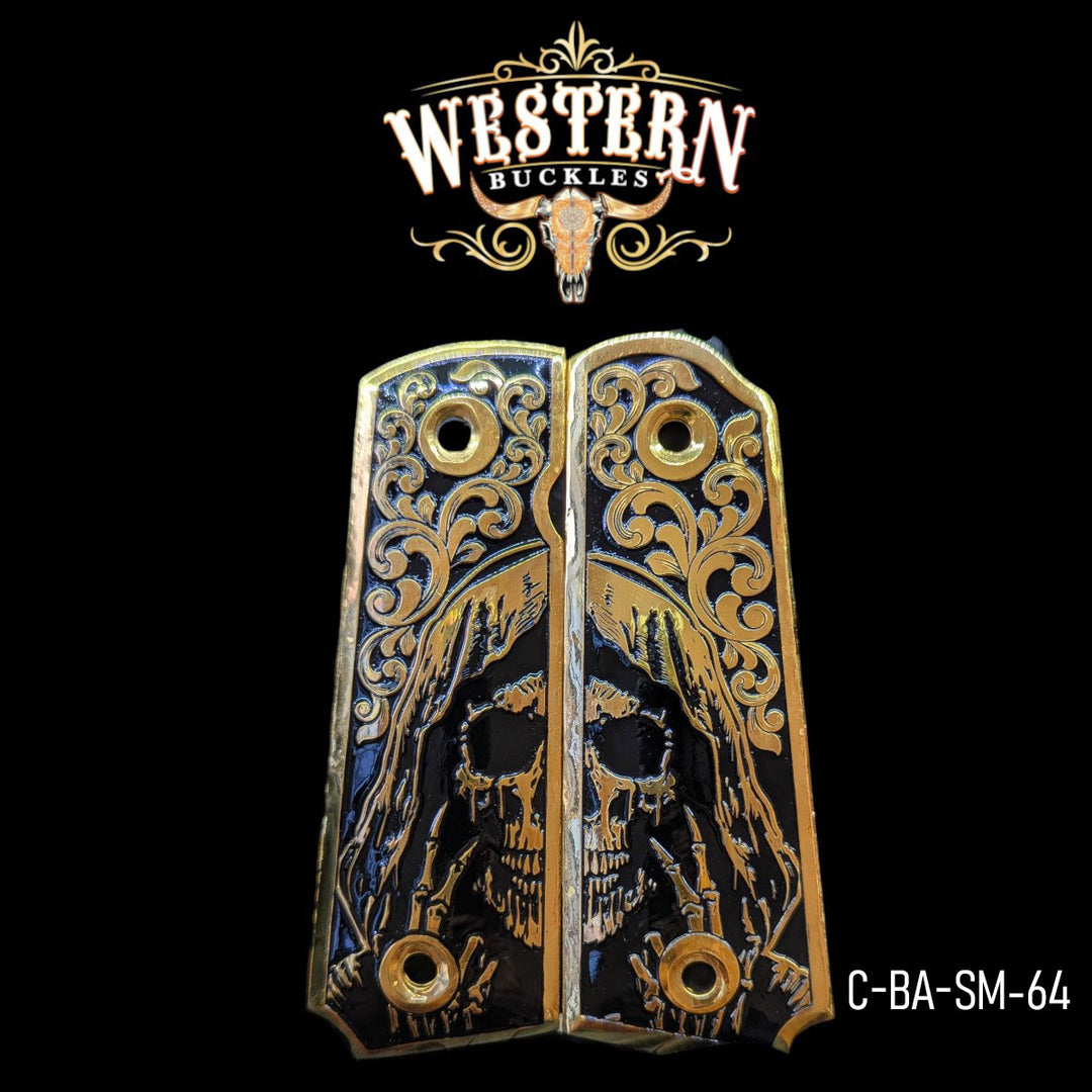 Full Size 1911 Skull Black and Gold Plated