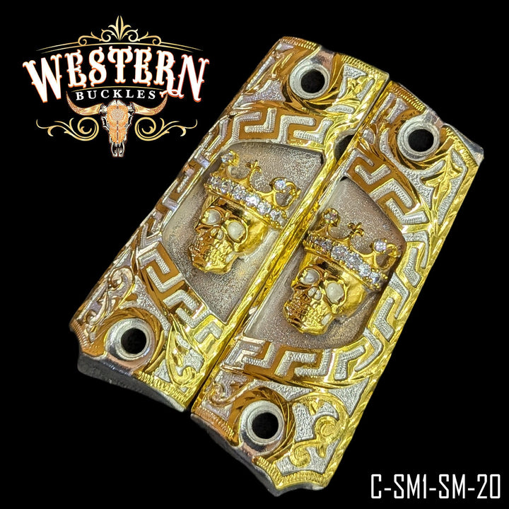 Full Size 1911 Skull Gold and Silver Plated-The Western Buckles