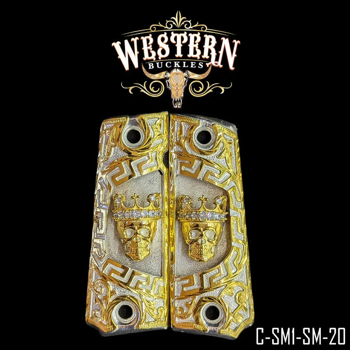 Full Size 1911 Skull Gold and Silver Plated-The Western Buckles