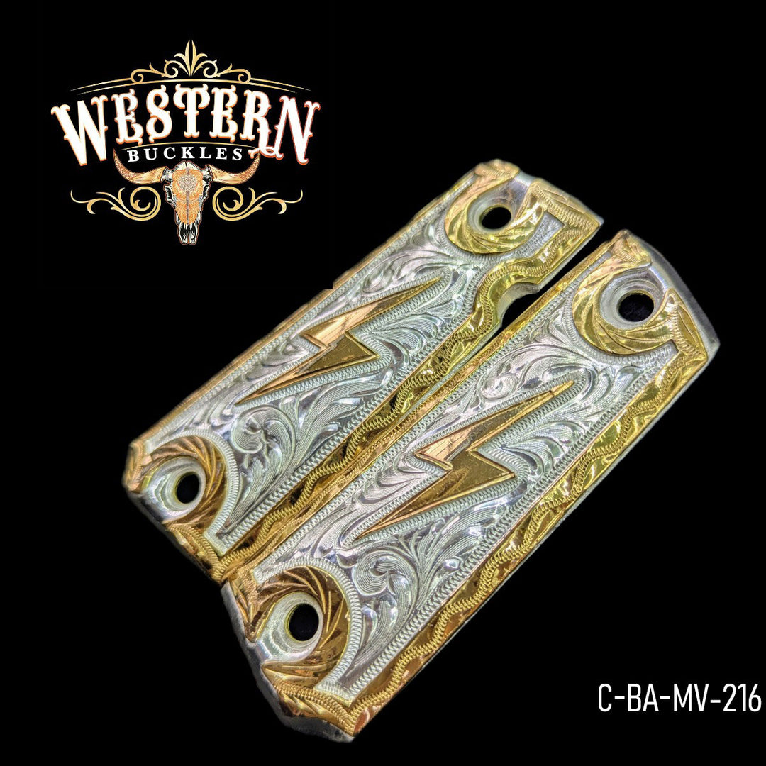 Full Size 1911 Thunderbolt 24K Gold-Plated with Silver-Plated-The Western Buckles