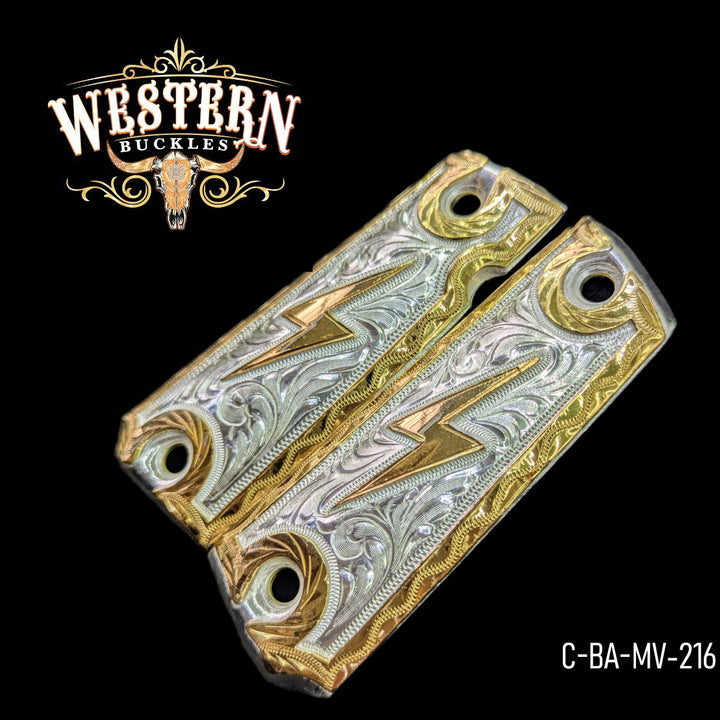 Full Size 1911 Thunderbolt 24K Gold-Plated with Silver-Plated-The Western Buckles