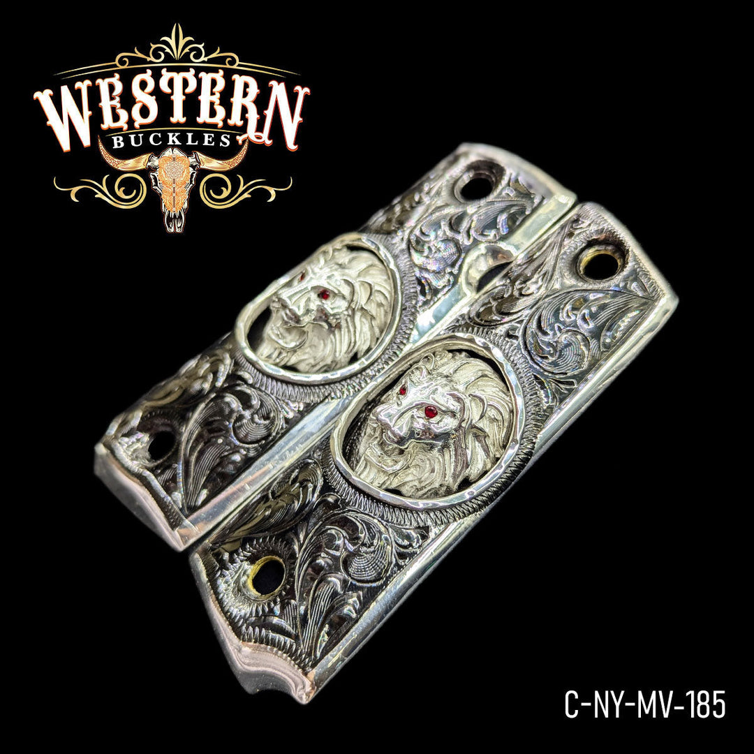 1911 Fullsize Lion Silver Grips-The Western Buckles