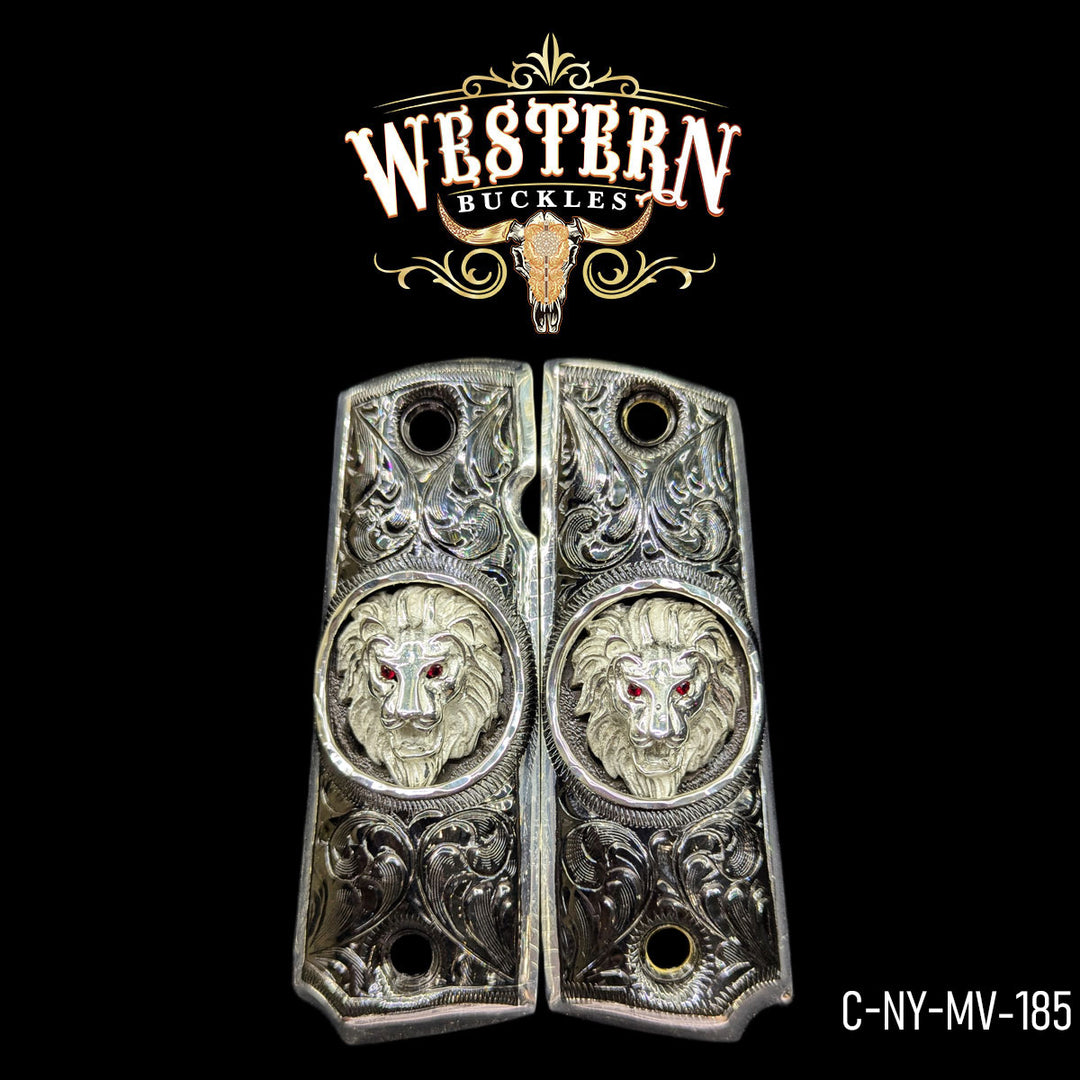 1911 Fullsize Lion Silver Grips-The Western Buckles