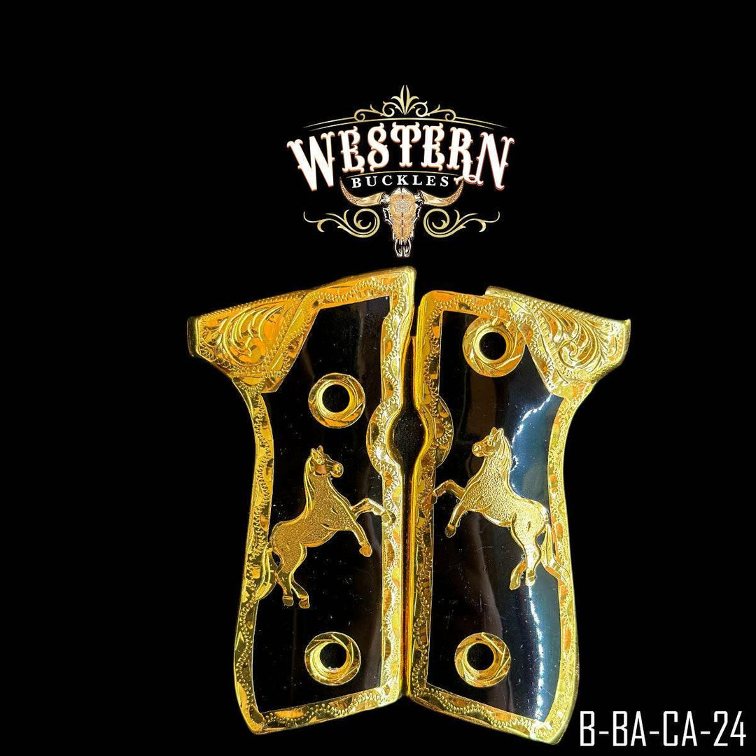 Cachas Beretta 92fs Grips Caballos Resina Negro-The Western Buckles