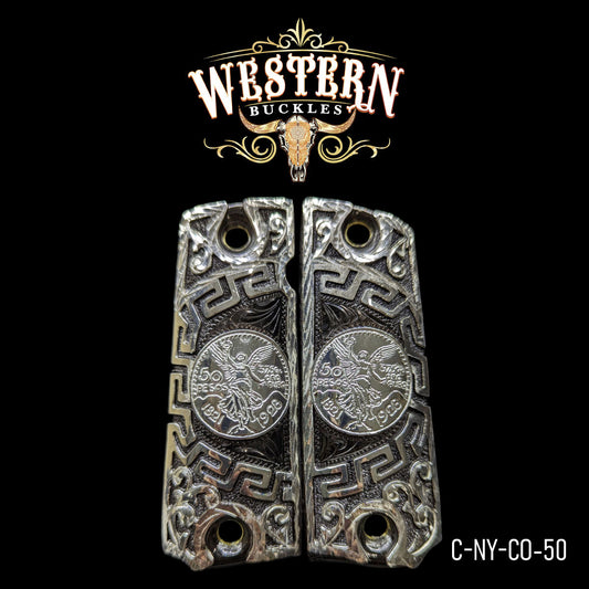 Cacha Colt 1911 Centenario Plata y Niquel Negro