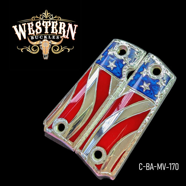 Grips for Full Size 1911 USA Flag Silver Plated