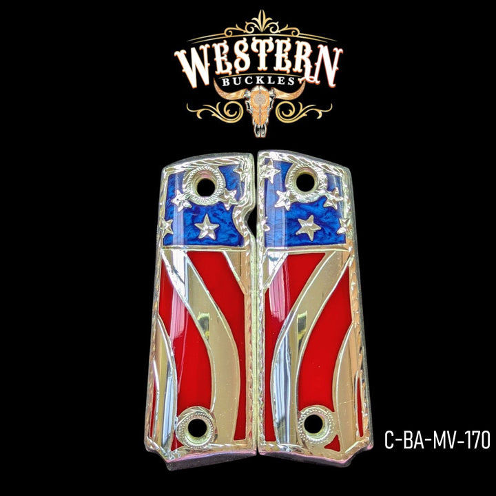 Grips for Full Size 1911 USA Flag Silver Plated