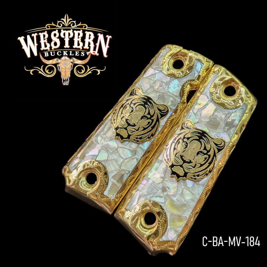 Grips for Fullsize 1911 Tiger White Pearl Resin