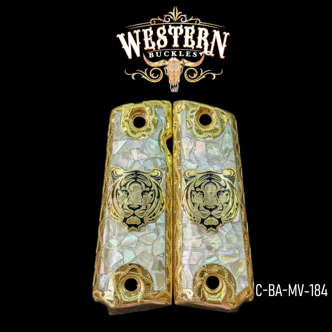 Grips for Fullsize 1911 Tiger White Pearl Resin