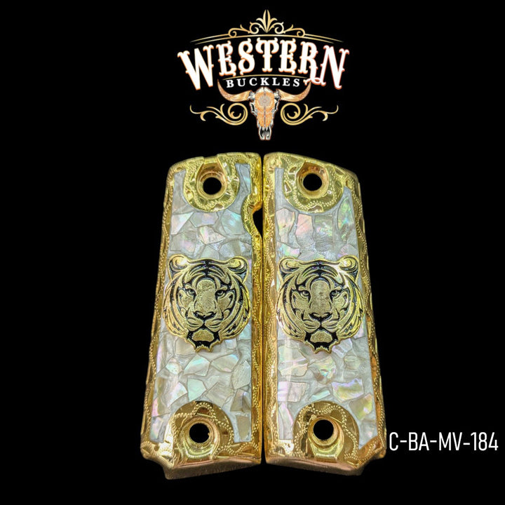 Grips for Fullsize 1911 Tiger White Pearl Resin