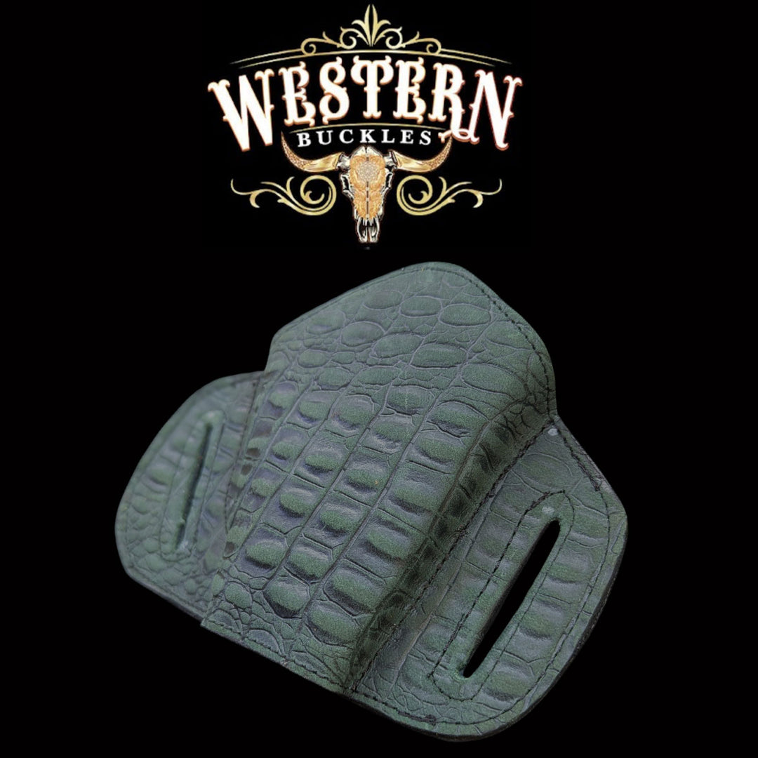 Gun Holster Green Sintetic Crocodrile-The Western Buckles