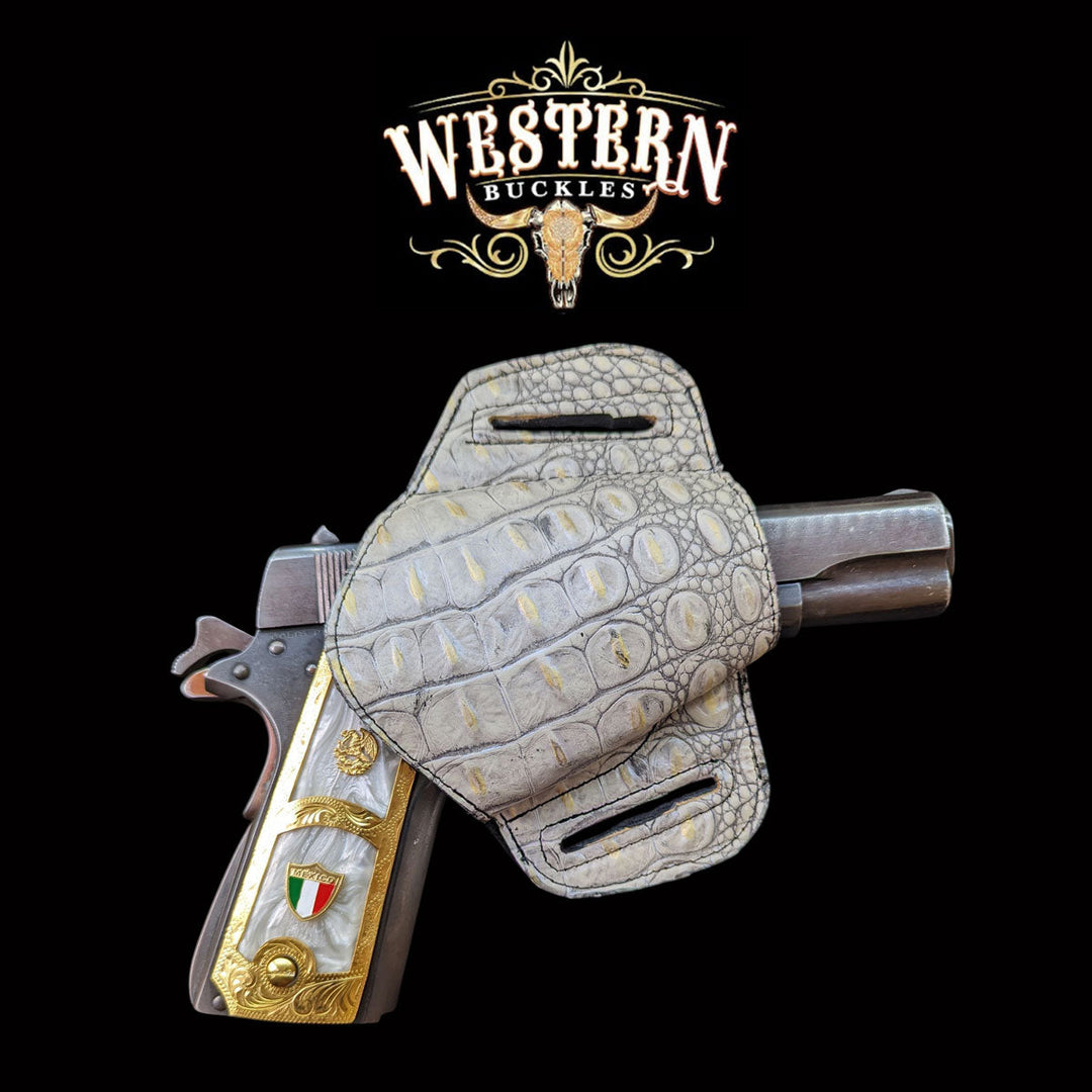 Gun Holster Sintetic Beige Crocodile-The Western Buckles