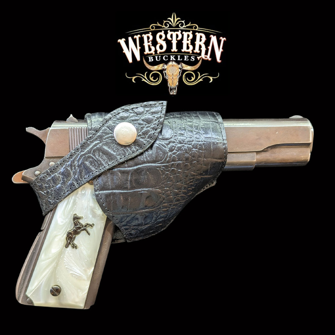 Gun Holster Sintetic Black Crocodile-The Western Buckles