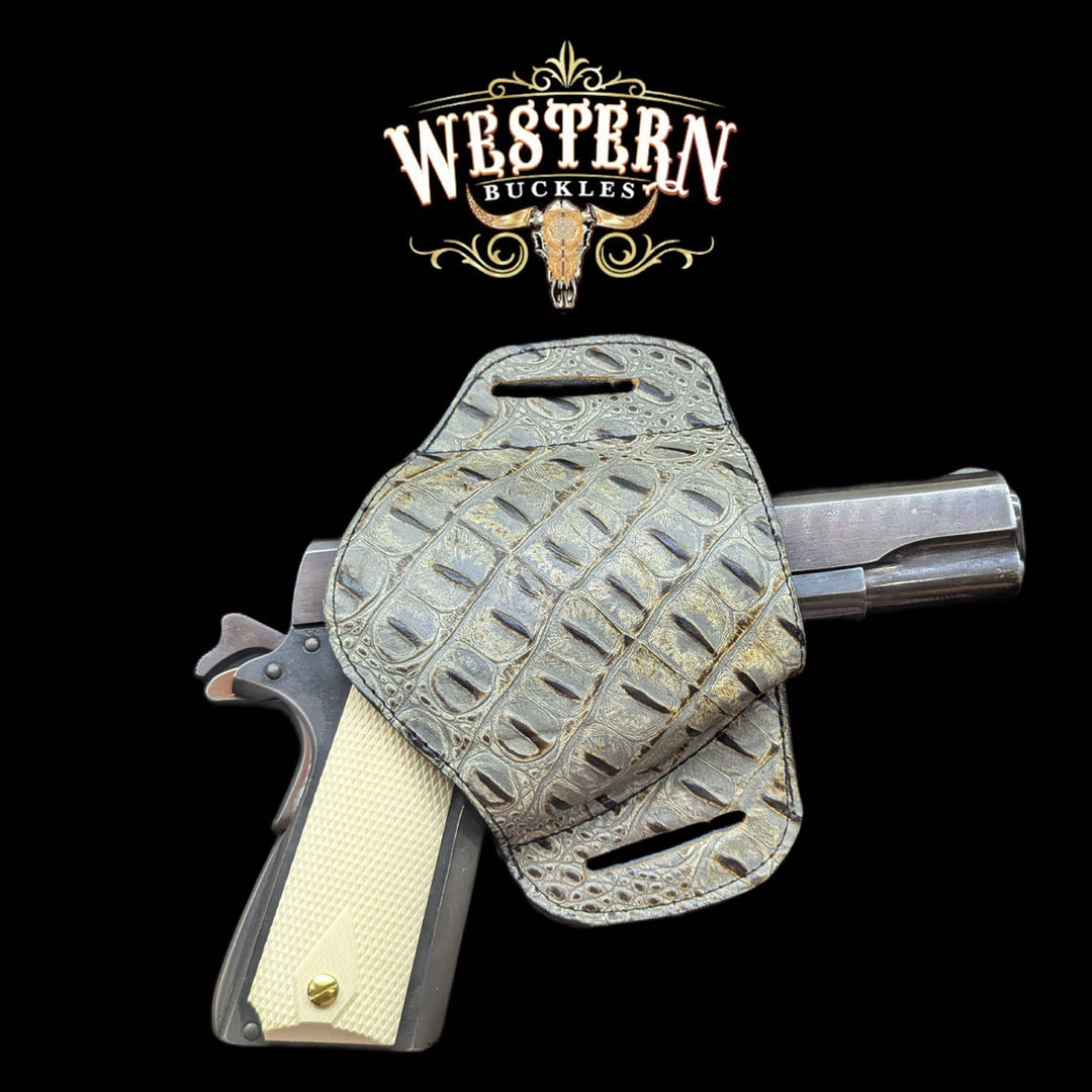 Gun Holster Funda Piel Sintetica Cocodrilo Blanco