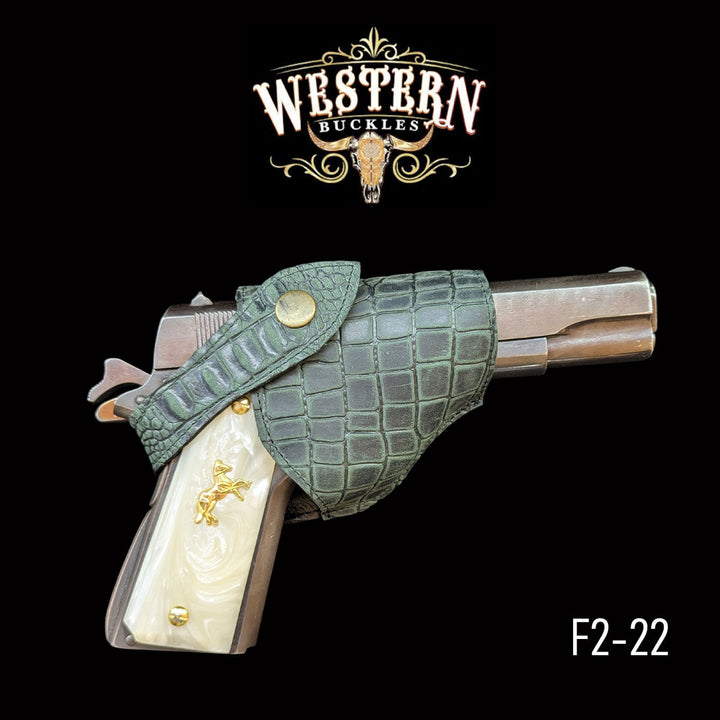 Gun Holster 2 Sintetic Green Crocodile-The Western Buckles