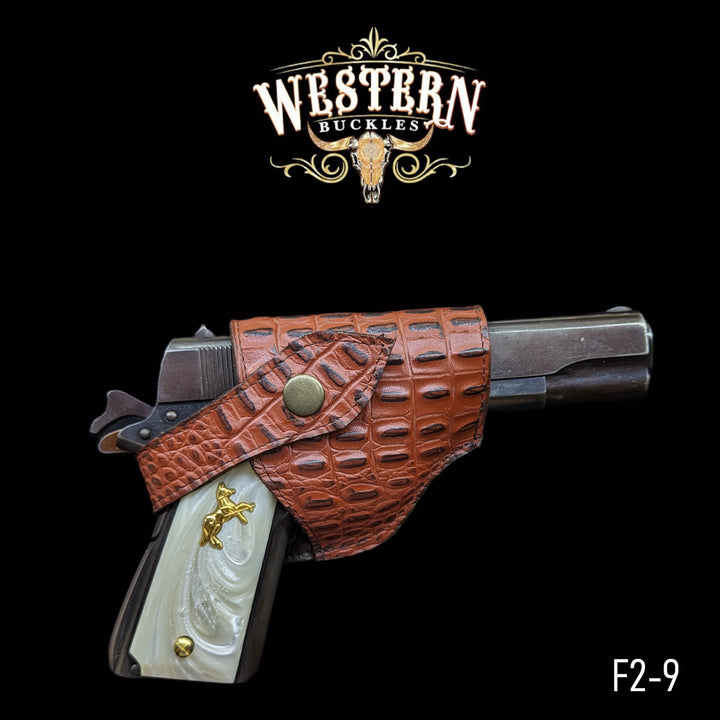 Gun Holster 2 Sintetic Red Crocodile-The Western Buckles