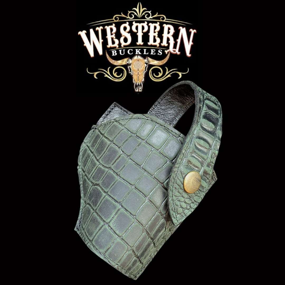 Gun Holster 2 Sintetic Green Crocodile-The Western Buckles