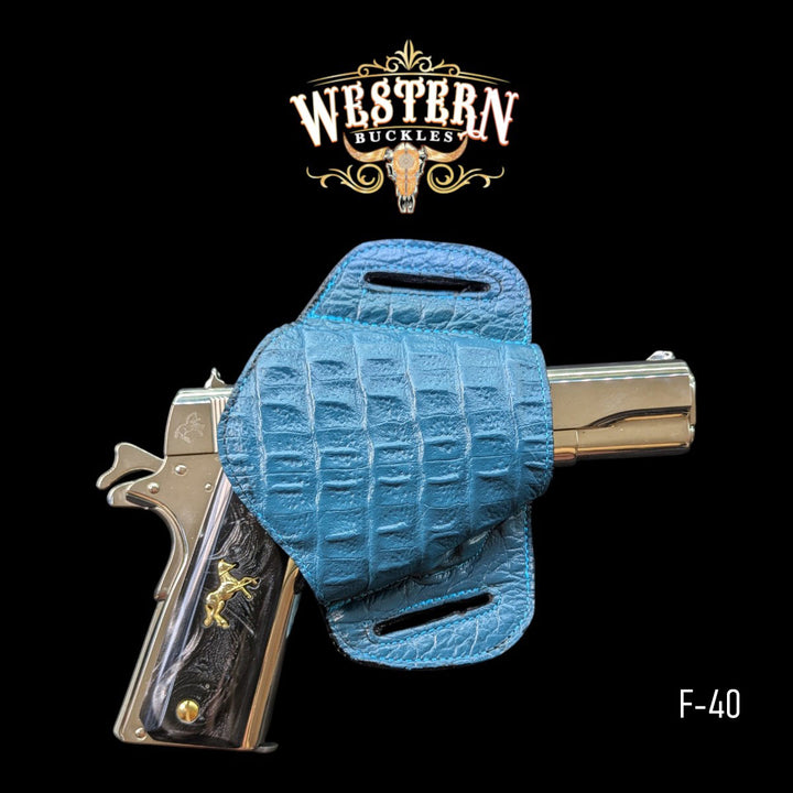 Gun Holster Blue Cocodrile Sintetic Leather-The Western Buckles