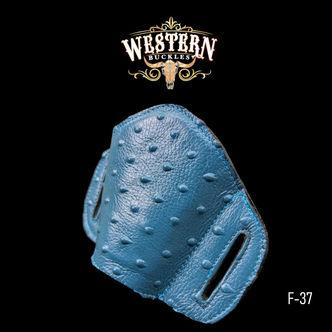 Gun Holster Blue Ostrich Sintetic Leather-The Western Buckles