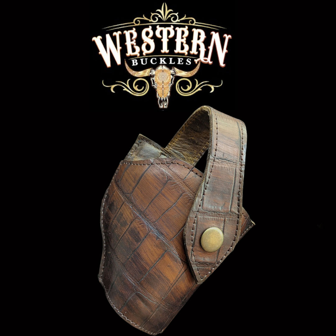 Gun Holster Brown Crocodile-The Western Buckles