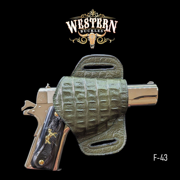 Gun Holster Cocodrile Green Sintetic Leather-The Western Buckles
