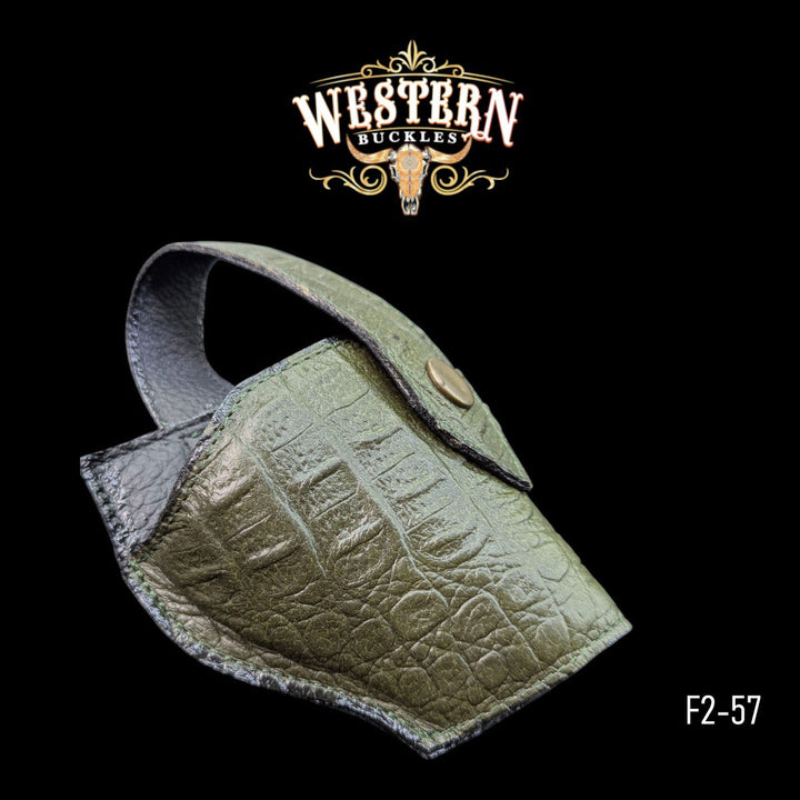 Gun Holster Cocodrile Sintetic Green Leather-The Western Buckles