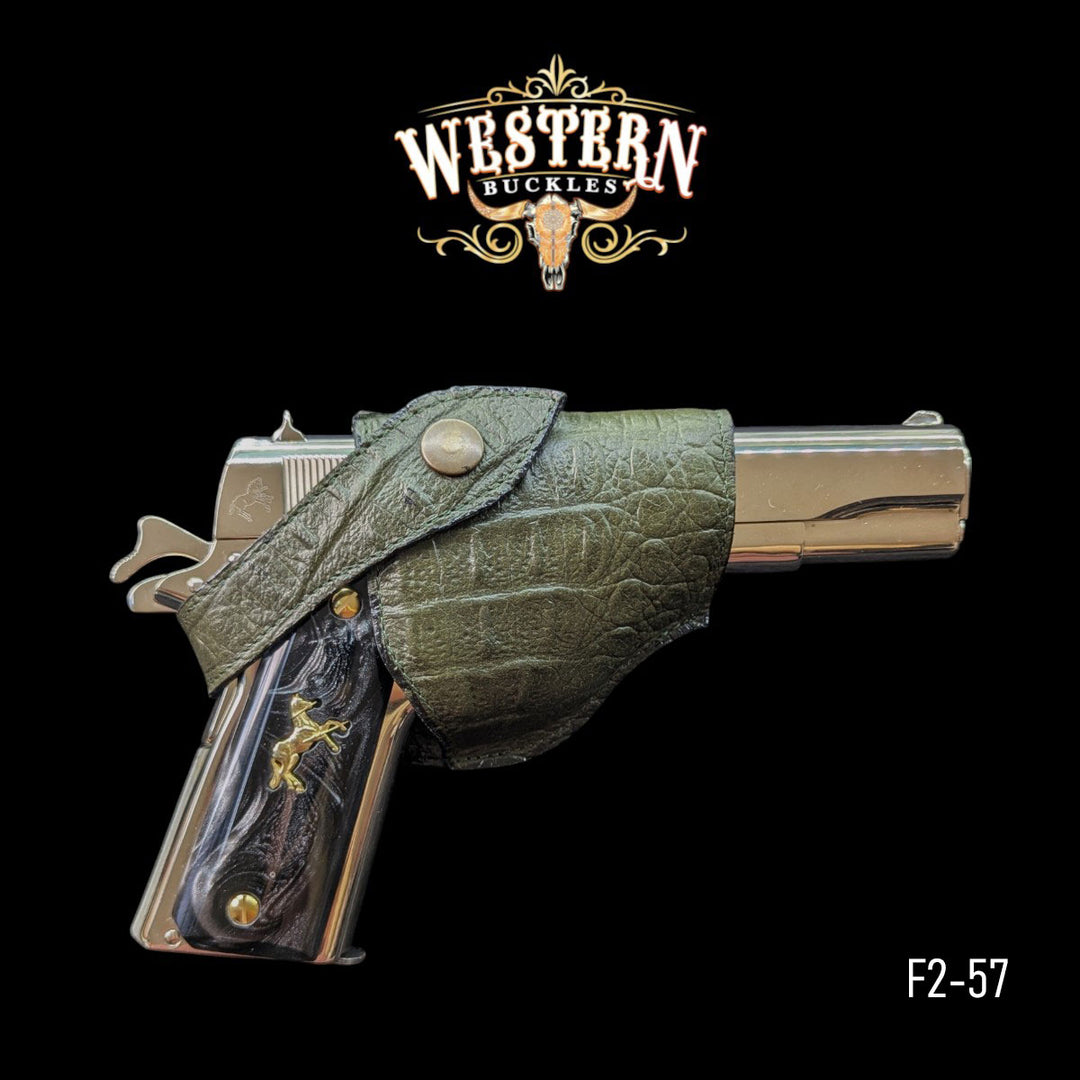 Gun Holster Cocodrile Sintetic Green Leather-The Western Buckles