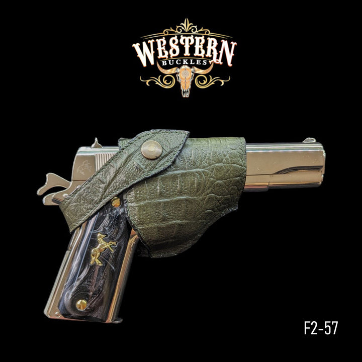 Gun Holster Cocodrile Sintetic Green Leather-The Western Buckles