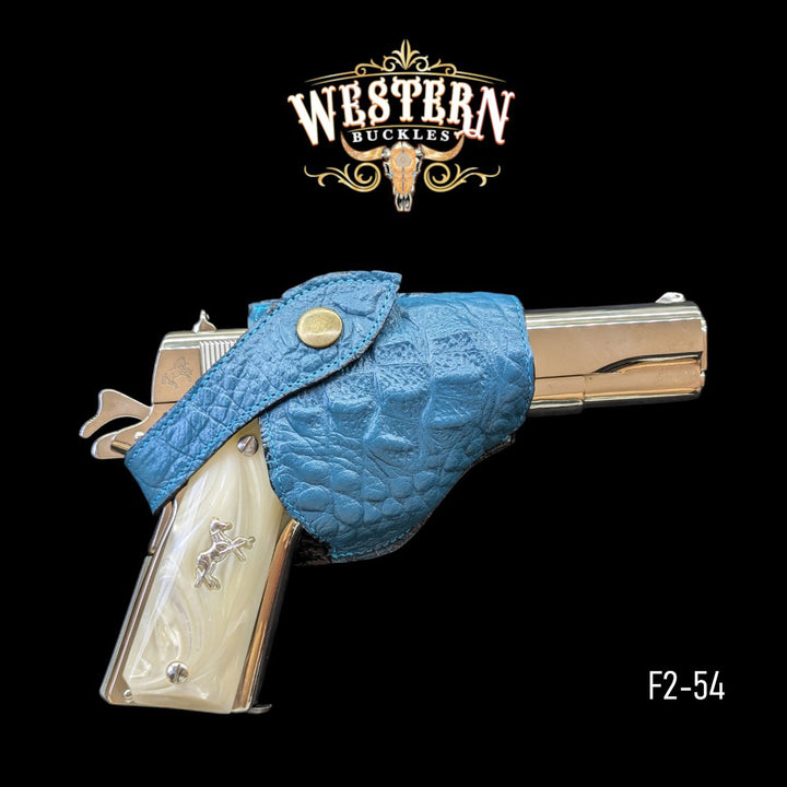 Gun Holster Funda Cocodrile Blue Sintetic Leather-The Western Buckles