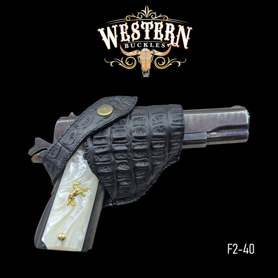 Gun Holster Funda Cocodrilo Negro-The Western Buckles