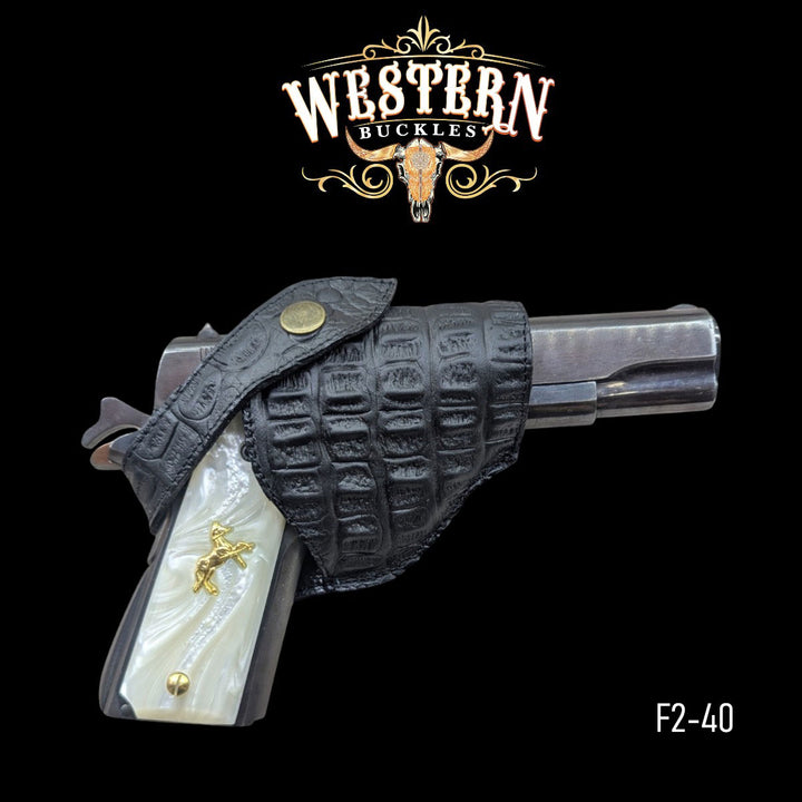 Gun Holster Funda Cocodrilo Negro-The Western Buckles