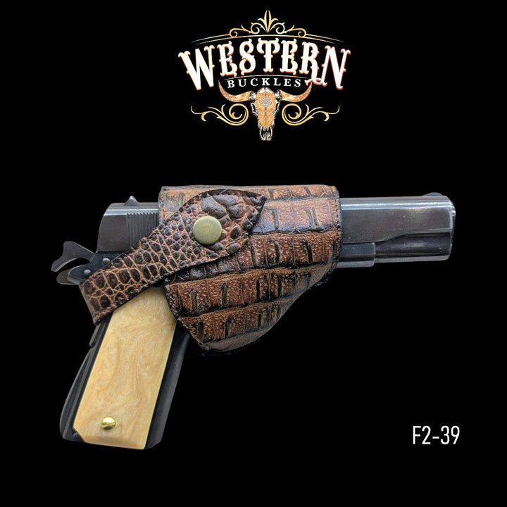 Gun Holster Funda Cocodrilo Rojizo.-The Western Buckles