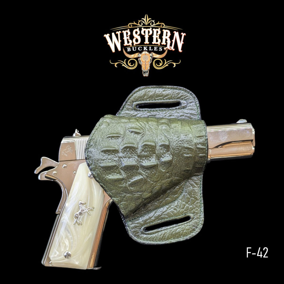 Gun Holster Funda Green Sintetic Leather Cocodrile