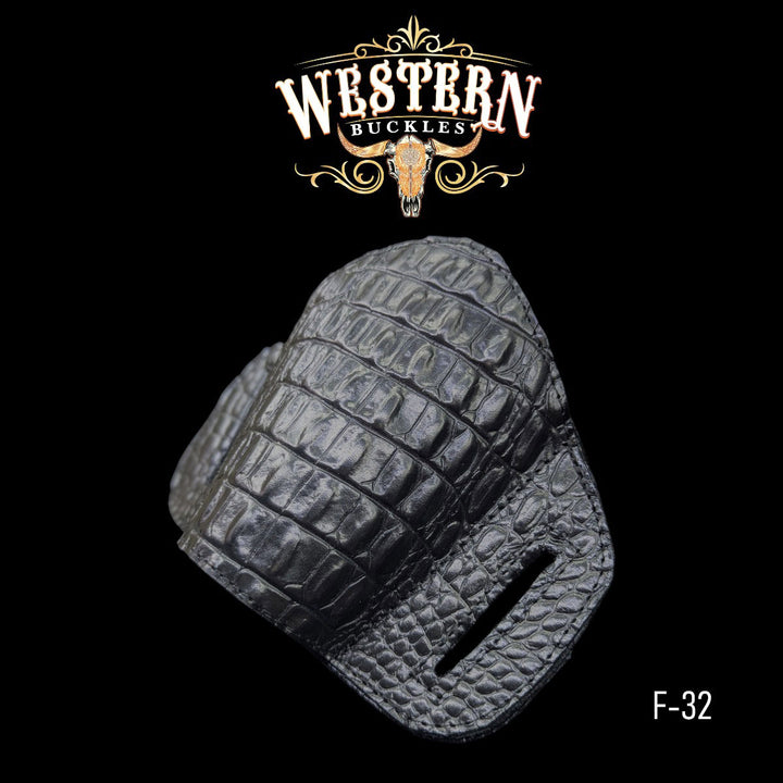 Gun Holster Funda Negra Cocodrilo.-The Western Buckles