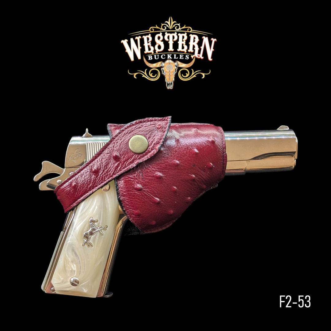 Gun Holster Funda Ostrich Sintetic Red Leather-The Western Buckles