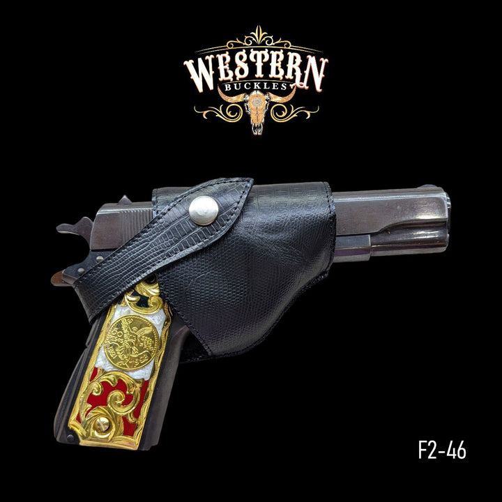 Gun Holster Funda Sintetic Eban Black Leather-The Western Buckles
